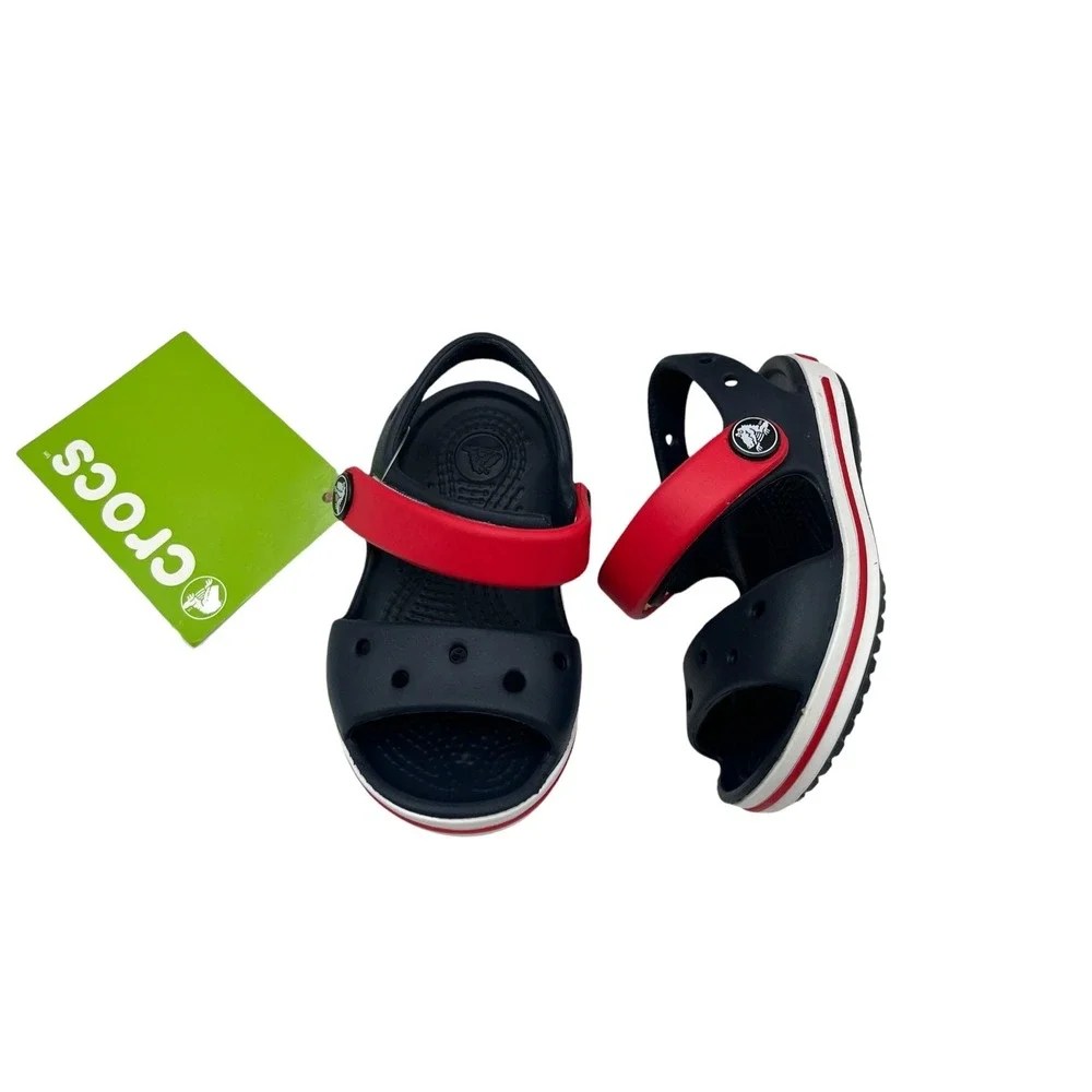 Crocs Crocband Baby Boys Girls Adjustable Sandal Size 4 Navy Red Water Friendly